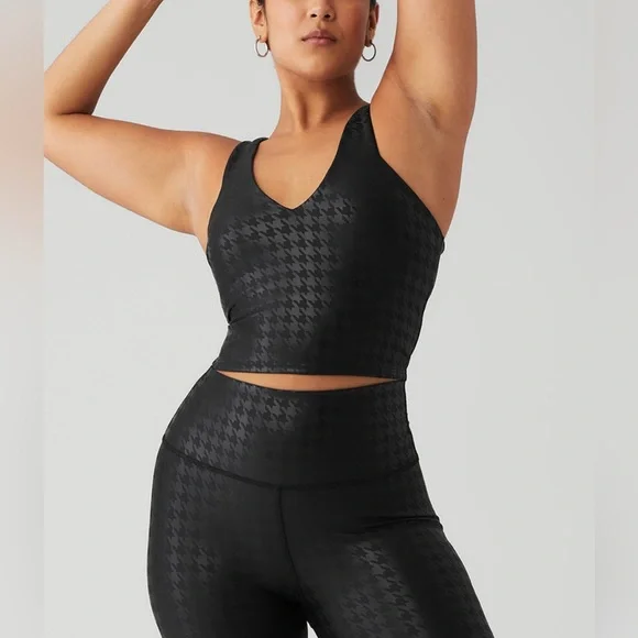Alo Airlift Glimmer Houndstooth Real Bra tank - Picture 1 of 4